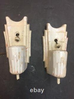 Vintage Porcelain Art Deco Sconces Pair Bathroom Deco Lights