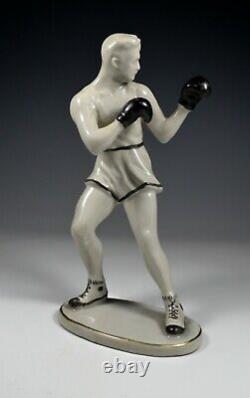 Vintage Porcelain Boxer Fighter Athlete Figurine Soviet Communist Art Deco