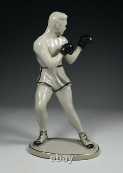 Vintage Porcelain Boxer Fighter Athlete Figurine Soviet Communist Art Deco