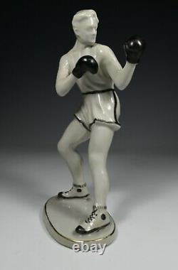 Vintage Porcelain Boxer Fighter Athlete Figurine Soviet Communist Art Deco
