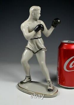 Vintage Porcelain Boxer Fighter Athlete Figurine Soviet Communist Art Deco