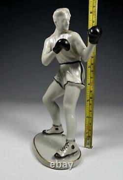 Vintage Porcelain Boxer Fighter Athlete Figurine Soviet Communist Art Deco