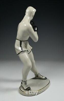 Vintage Porcelain Boxer Fighter Athlete Figurine Soviet Communist Art Deco