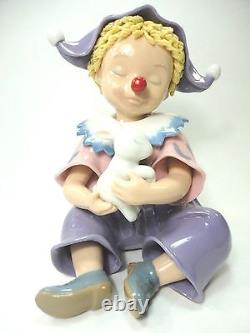 Vintage Porcelain Clolorful Painted Little Clown with Bonny. Art deco statue