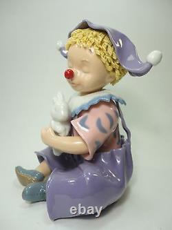 Vintage Porcelain Clolorful Painted Little Clown with Bonny. Art deco statue