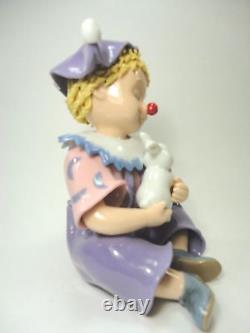 Vintage Porcelain Clolorful Painted Little Clown with Bonny. Art deco statue