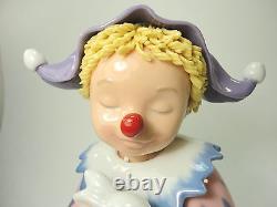 Vintage Porcelain Clolorful Painted Little Clown with Bonny. Art deco statue