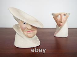 Vintage Porcelain Figurative Eggcups Quirky Ceramic Head Figurine Lady Gentleman