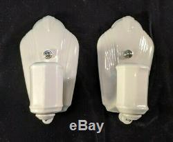 Vintage Porcelier 1930's Art Deco, White Porcelain Sconces, RESTORED