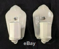 Vintage Porcelier 1930's Art Deco, White Porcelain Sconces, RESTORED