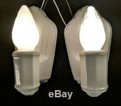 Vintage Porcelier 1930's Art Deco, White Porcelain Sconces, RESTORED