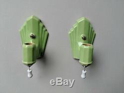 Vintage Porcelier 1930's Art Deco, White Porcelain Sconces, REWIRED & RESTORED