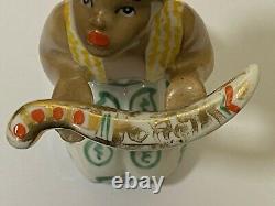 Vintage Rare Porcelain Figurine Ussr Little Arapchonok With A Dagger