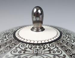 Vintage Rosenthal Silver Overlay Covered Bowl Dish German Art Deco Porcelain