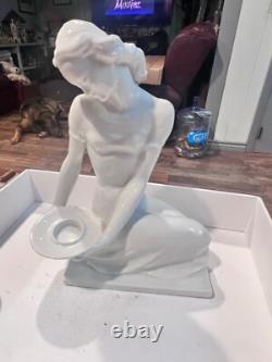 Vintage Rosenthal White Porcelain Art Deco Woman Figurine 9. 7H Candel Holder