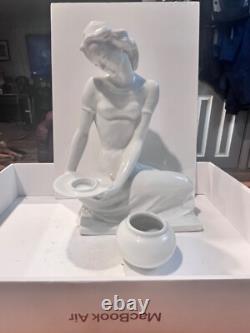 Vintage Rosenthal White Porcelain Art Deco Woman Figurine 9. 7H Candel Holder