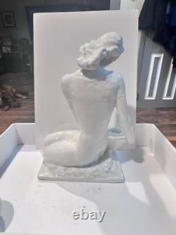Vintage Rosenthal White Porcelain Art Deco Woman Figurine 9. 7H Candel Holder