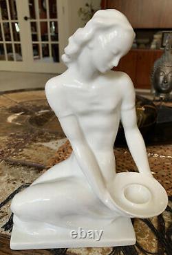Vintage Rosenthal White Porcelain Art Deco Woman Figurine Candel Holder