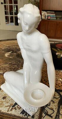 Vintage Rosenthal White Porcelain Art Deco Woman Figurine Candel Holder