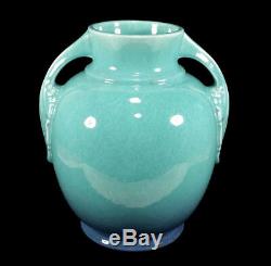 Vintage Roseville Tuscany Ohio Art Deco Pottery Turquoise Lamp Base Vase 345-8