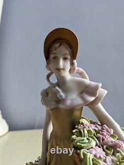 Vintage Royal DUX Bohemia porcelain figurine Lady at Countryside 10 Rare