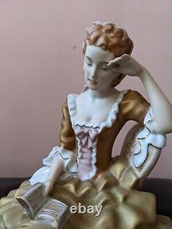Vintage Royal Dux Lady with a Book Porcelain Figurine Centerpiece 13