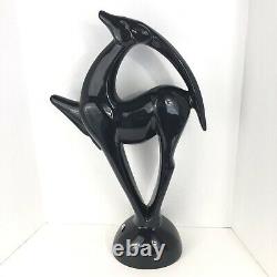 Vintage Royal Haeger Art Deco Gazelle Statue Black Deer Large 21