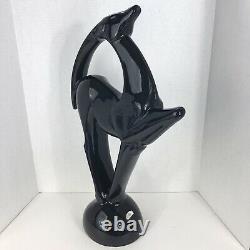 Vintage Royal Haeger Art Deco Gazelle Statue Black Deer Large 21