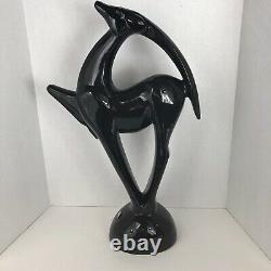 Vintage Royal Haeger Art Deco Gazelle Statue Black Deer Large 21