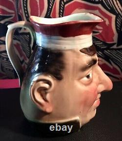 Vintage Sarreguemines Majolica The Black Bill Character Face Jug France Mint