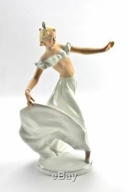 Vintage Schaubach Kunst 10 Art Deco Girl Dancer Porcelain Figurine Germany