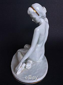Vintage Schlaggenwald Haas Czjzek Co Art Deco porcelain nude Woman figure statue