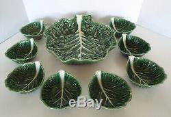 Vintage Secla Majolica Cabbage Leaf Salad Set 9 Piece Estate Lot P1487 Portugal