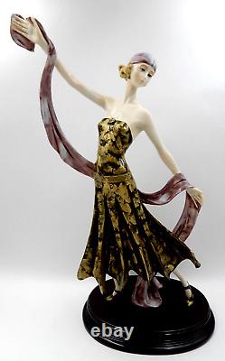Vintage Signed A. Santini Art Deco Claudine Blonde Woman Flapper Sculpture