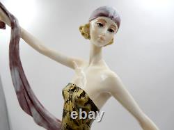 Vintage Signed A. Santini Art Deco Claudine Blonde Woman Flapper Sculpture