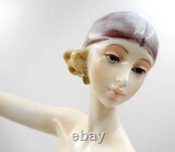 Vintage Signed A. Santini Art Deco Claudine Blonde Woman Flapper Sculpture