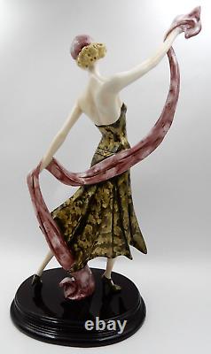 Vintage Signed A. Santini Art Deco Claudine Blonde Woman Flapper Sculpture