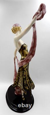 Vintage Signed A. Santini Art Deco Claudine Blonde Woman Flapper Sculpture