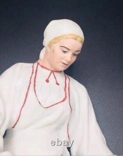 Vintage Soviet Porcelain Biscuit Figurine Women Cotton Picker Verbilki 1930s