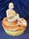 Vintage Trinket Powder Box Art Deco German Porcelain Lady Bathing Beauty