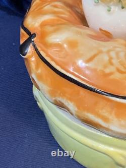 Vintage Trinket Powder Box Art Deco German Porcelain Lady Bathing Beauty