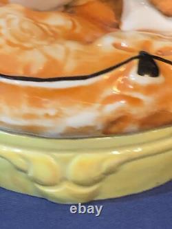 Vintage Trinket Powder Box Art Deco German Porcelain Lady Bathing Beauty