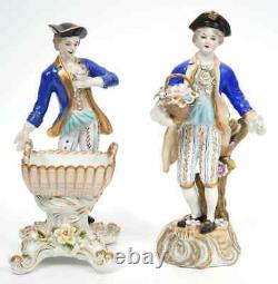 Vintage Two Meissen Style Gentleman Porcelain Figures