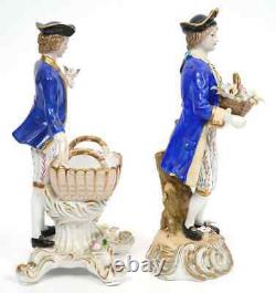 Vintage Two Meissen Style Gentleman Porcelain Figures