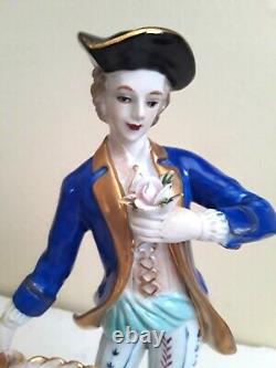 Vintage Two Meissen Style Gentleman Porcelain Figures