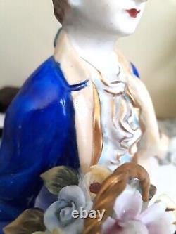 Vintage Two Meissen Style Gentleman Porcelain Figures