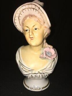 Vintage Victorian Man Lady Busts Planters Porcelain Bisque Head Vases Art Deco