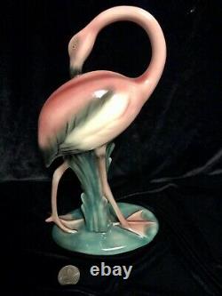 Vintage WILL GEORGE California Pottery Pink Flamingo Figurine 10 Tall