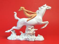 Vintage Wallendorf Figurine Nude Lady Riding White Horse-Crown W 1763