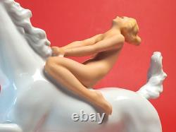Vintage Wallendorf Figurine Nude Lady Riding White Horse-Crown W 1763